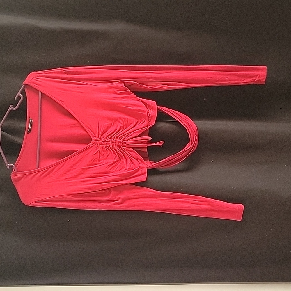 Red long sleeve crop top 1x